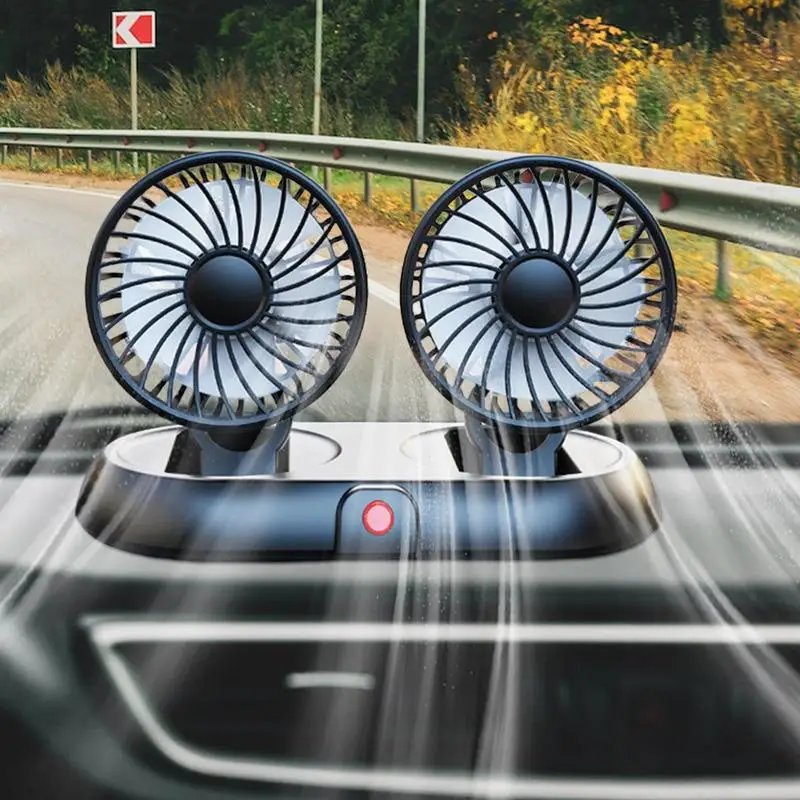 

Car Fan Vehicle Dashboard Cooler with Double Head Electric 3-Speed Double Head Low Noise Strong Dashboard Cooling Fans