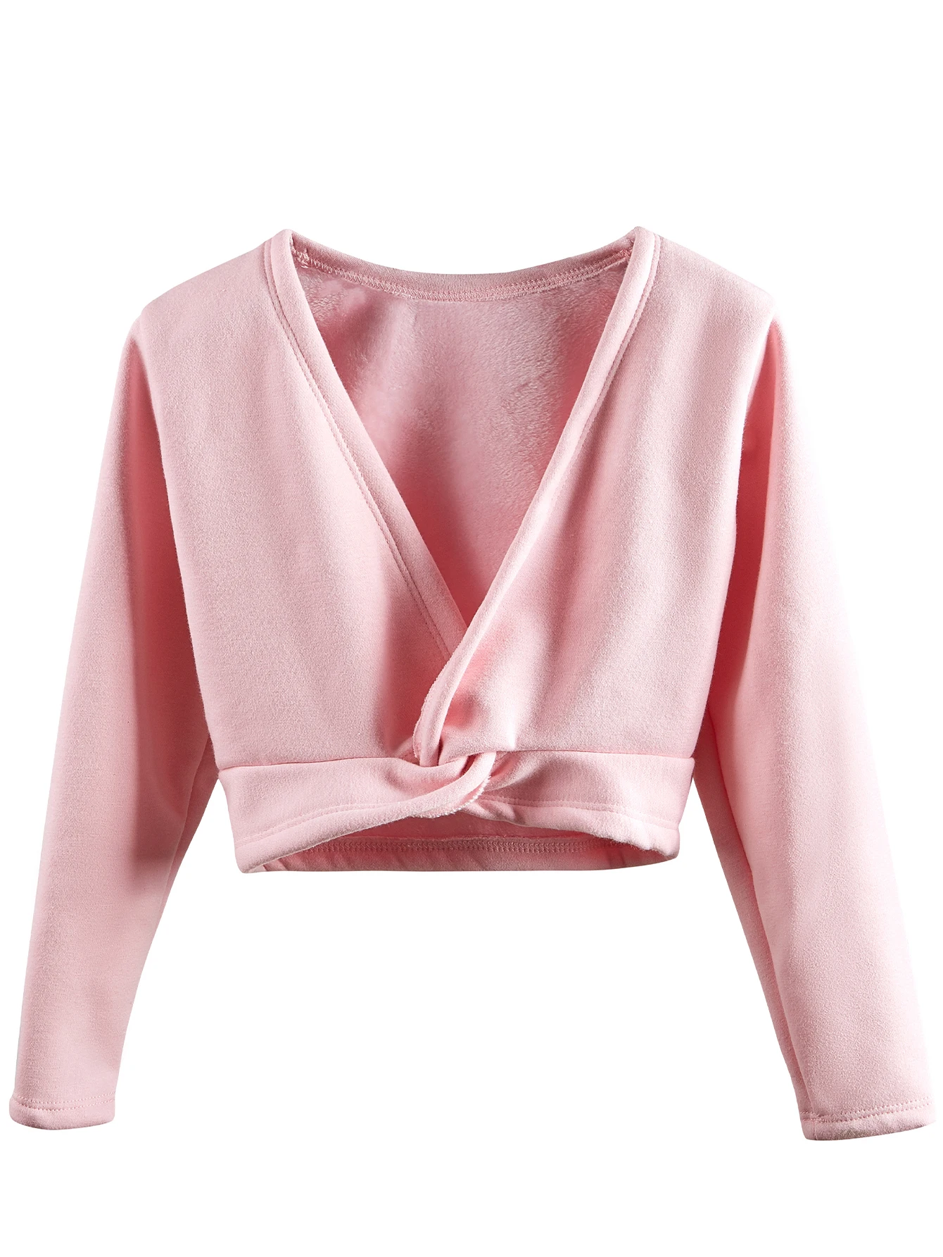 A Girls Ballet  Dance Wrap Tops Velvet Inner Long Sleeve Dance Cardigan Sweater for Dance in Winter
