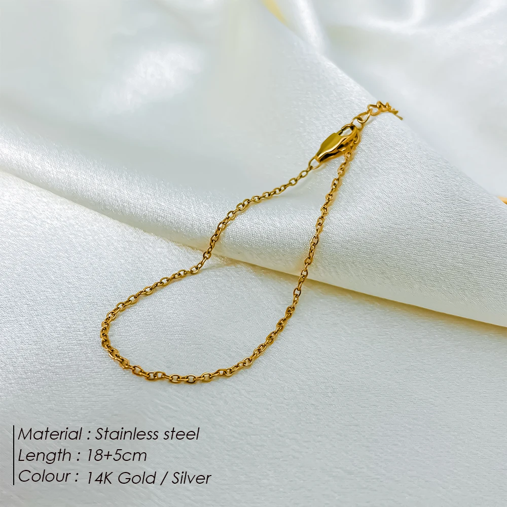 EMANCO  High Quality Gold Plated Non Fading Stainless Steel Fine Chain Anklet Classic Men's DIY Jewelry Wholesale
