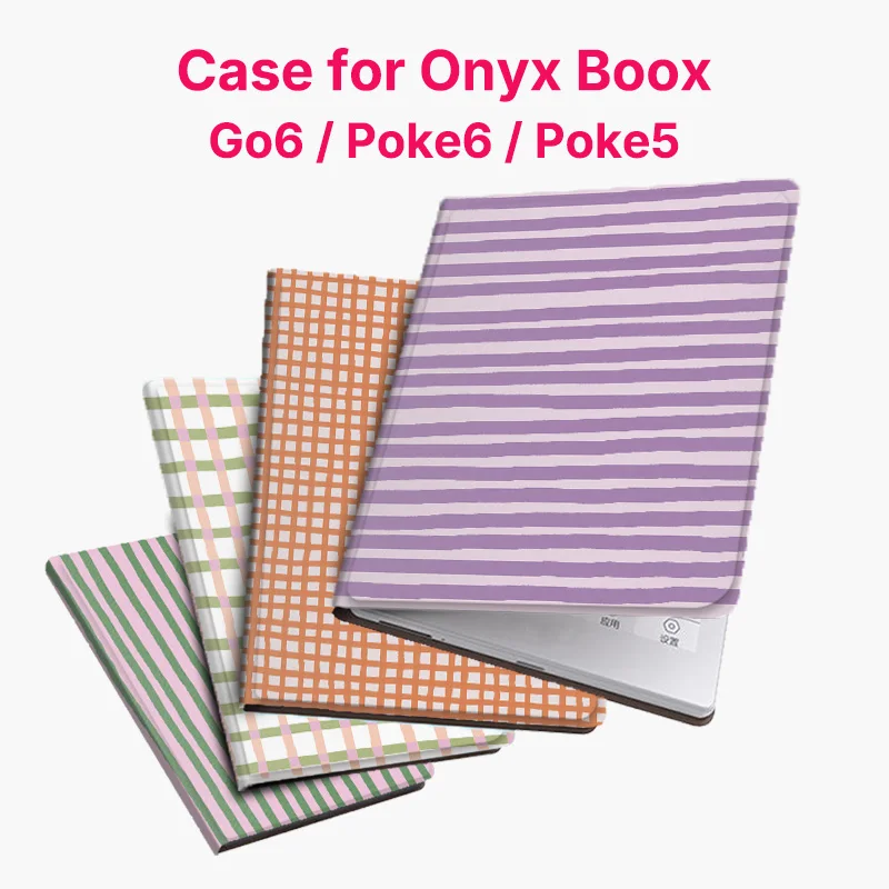Murmelo Magnetic Case for Boox Go6 Gen2 Poke7 Poke6 Poke5 Frameless Auto Sleep Wake Cover Modern Striped Texture Style