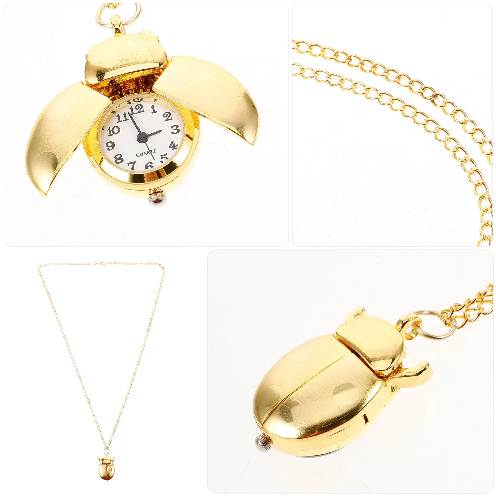 ساعة جيب كلاسيكية صغيرة بتصميم كلاسيكي بغطاء قلاب وحركة كوارتز موثوقة وسلسلة محمولة مزخرفة للرجال والنساء