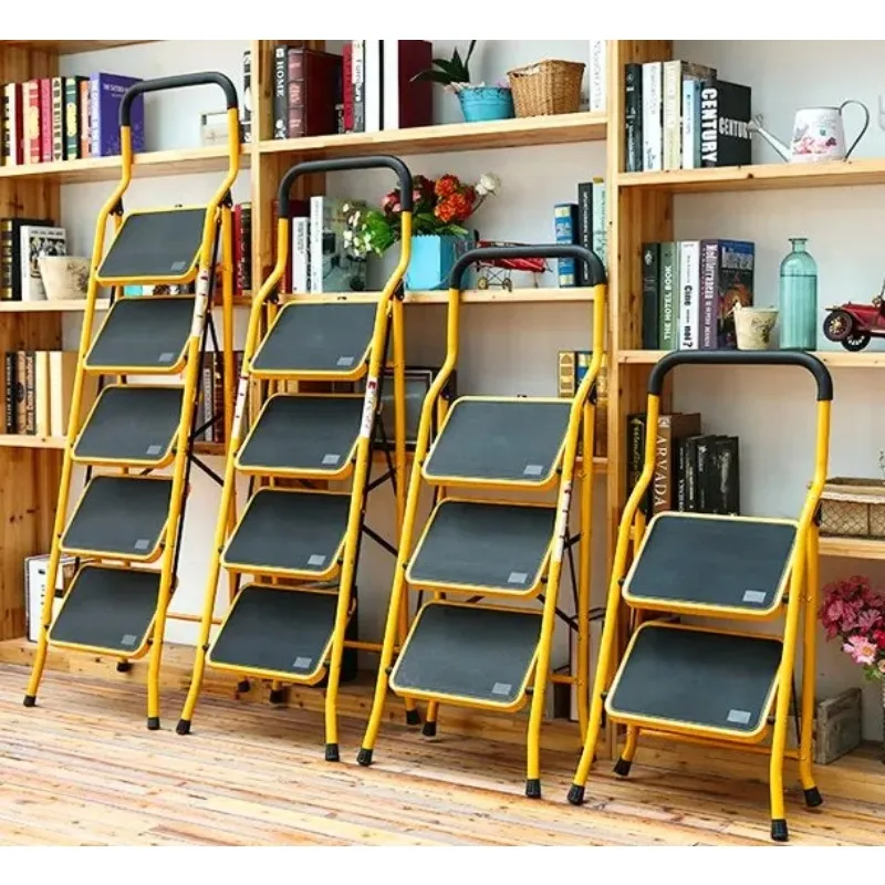 Steel round tube household folding ladder 2-6 steps household ladder