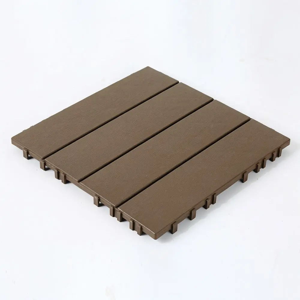 Outdoor Interlocking Plastic Floor Tiles Waterproof Patio Decking Self Assembly Balcony Flooring Wood Grain Garden Decoration