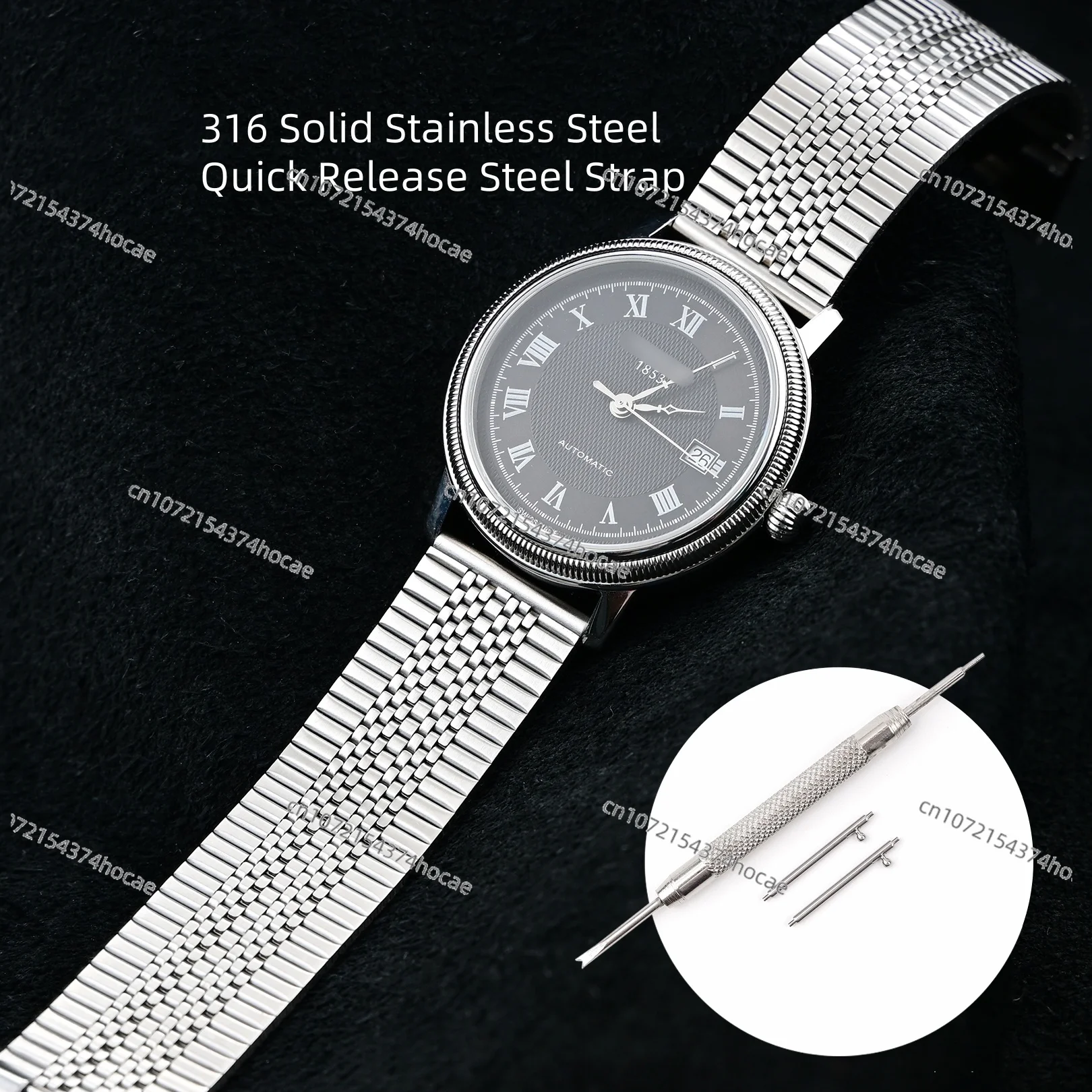 

20 мм 22 мм быстроразъемный пружинный стержень с плоской головкой, ремешок из нержавеющей стали 316L, металлический ремешок с индивидуальным логотипом