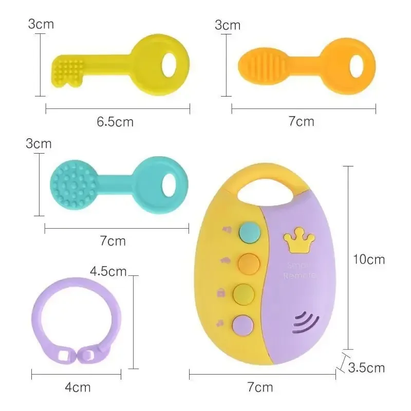 Infant and Toddler Simulation Car Key Toy Baby Teething Glue Music Remote Control Early Education Cognitive Toy Safety Material