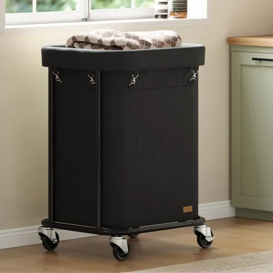 

Корзина для белья на колесиках 150 л/40 галлонов, передвижная корзина для белья со стальной рамой и съемным мешком для стирки, тележка-сортировщик для белья