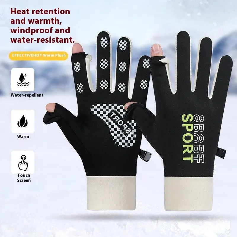 1 par outono inverno luvas de ciclismo ao ar livre ginásio fitness esportes correndo tela toque quente luvas antiderrapantes da motocicleta