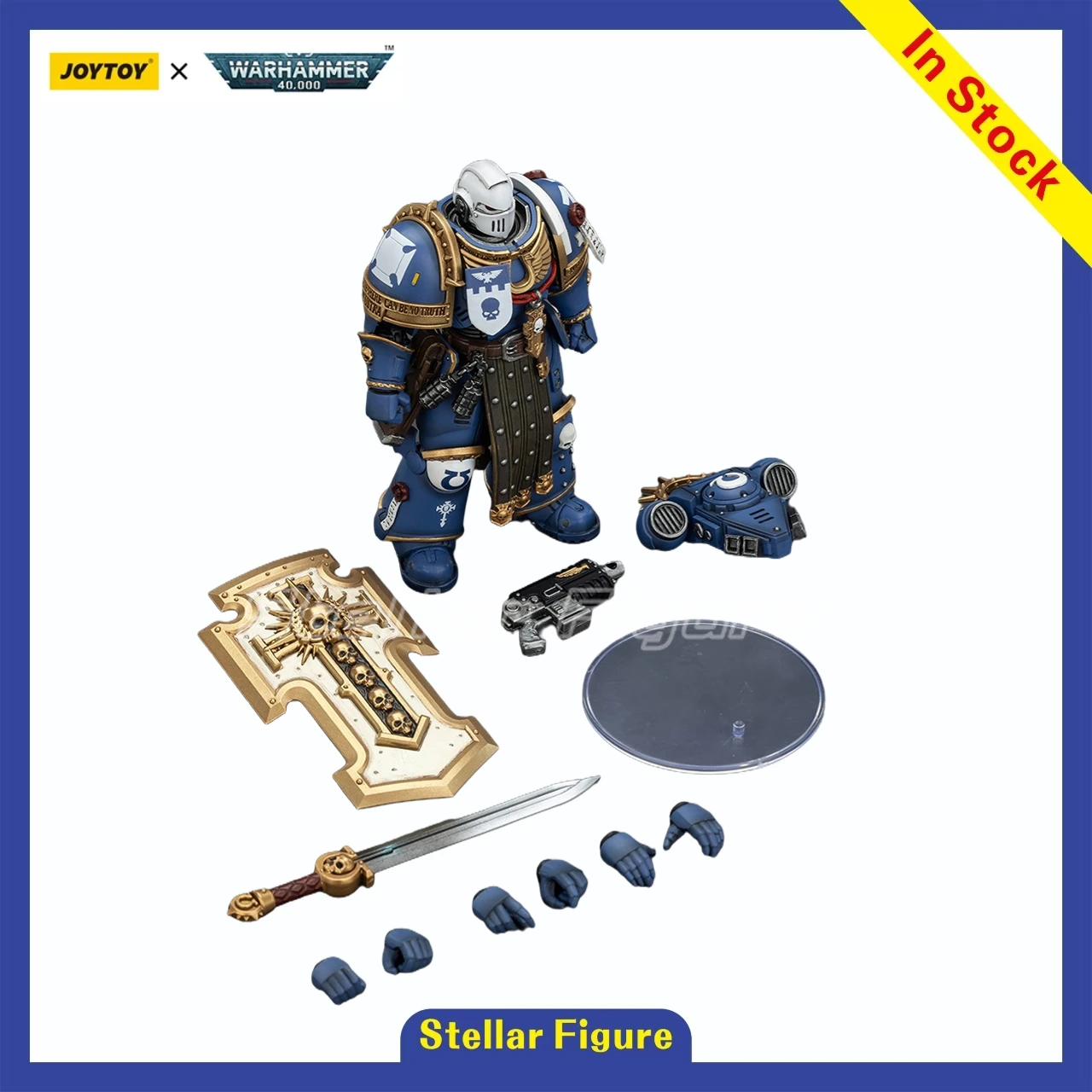 

【SF】JOYTOY Warhammer 40K 1/18 Фигурка Ultramarines Torvald с мощным мечом Stormshield и болтом Модель пистолета Игрушки Подарки