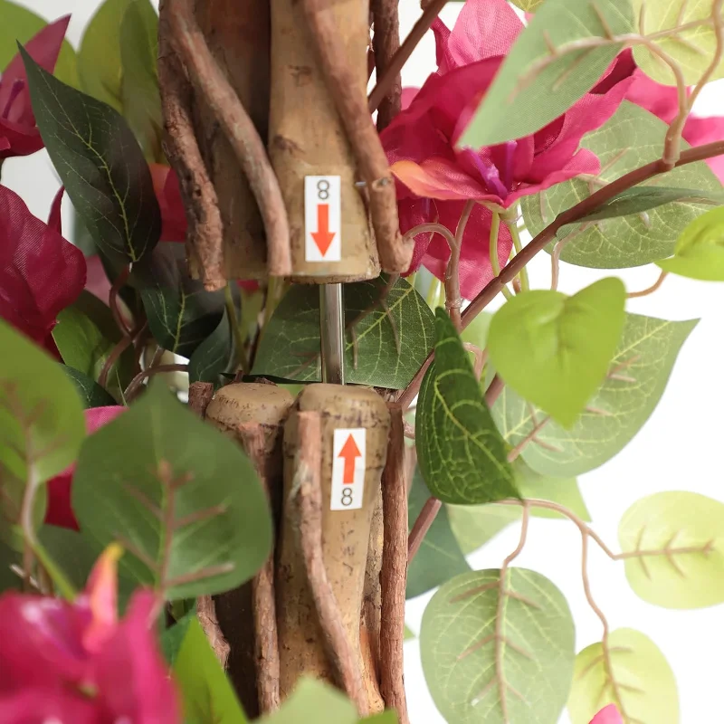 شجرة بوجينفيليا صناعية بطول 5 أقدام مع زهور في وعاء بلاستيكي شجرة مزهرة صناعية للديكور الداخلي أو الخارجي للمكتب المنزلي، 1 ص