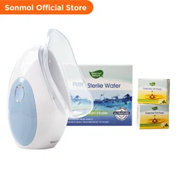Nascool Sinus Steam Inhaler with 3 Soft Face Marks Handheld Humidifier Vaporizer for Cleansing, Congestion, Cold and Cough