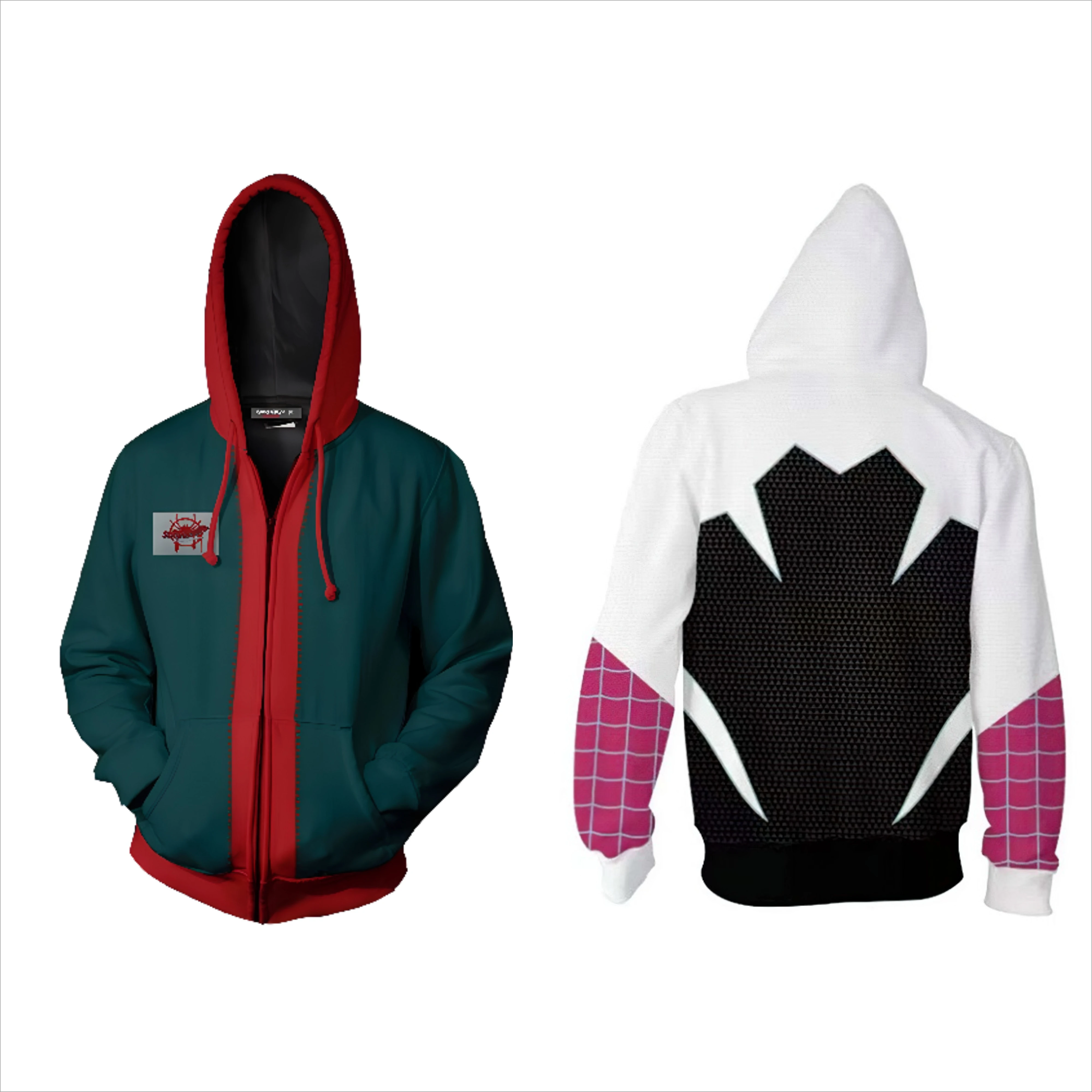 سترة تنكرية للهالوين موازية الكون سوبر سبايدر هيرو مايلز موراليس معطف بقلنسوة بسحاب مذهل وبلوزات ثلاثية الأبعاد