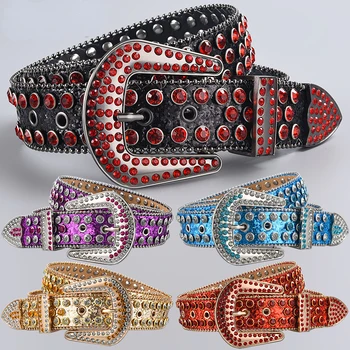 Nuevo cinturón de lujo con diamantes de imitación para mujer, estilo Y2K, pantalones vaqueros exagerados occidentales, accesorios de moda, hebilla de aleación Punk de alta calidad, cinturón BB