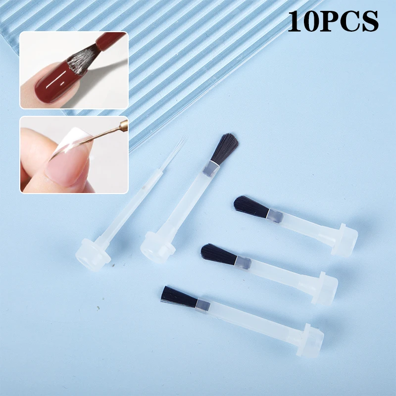 10 Stuks Plastic Wegwerp Nagellakborstel Vloeibare Manicure Applicators Borstel Voor Het Dompelen Van Poederbasislaag/Toplaag