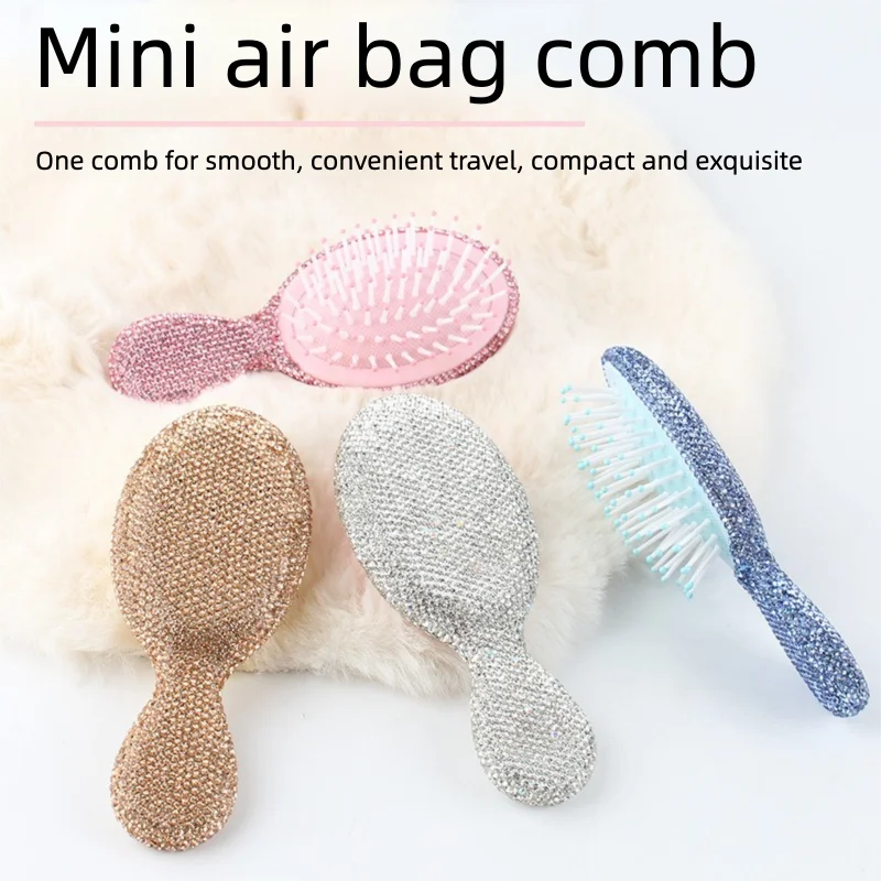 Anti-static Hair Smoothing Airbag Comb, Women's Diamond-encrusted Light Luxury Mini Portable Comb, Home Head Massage Comb