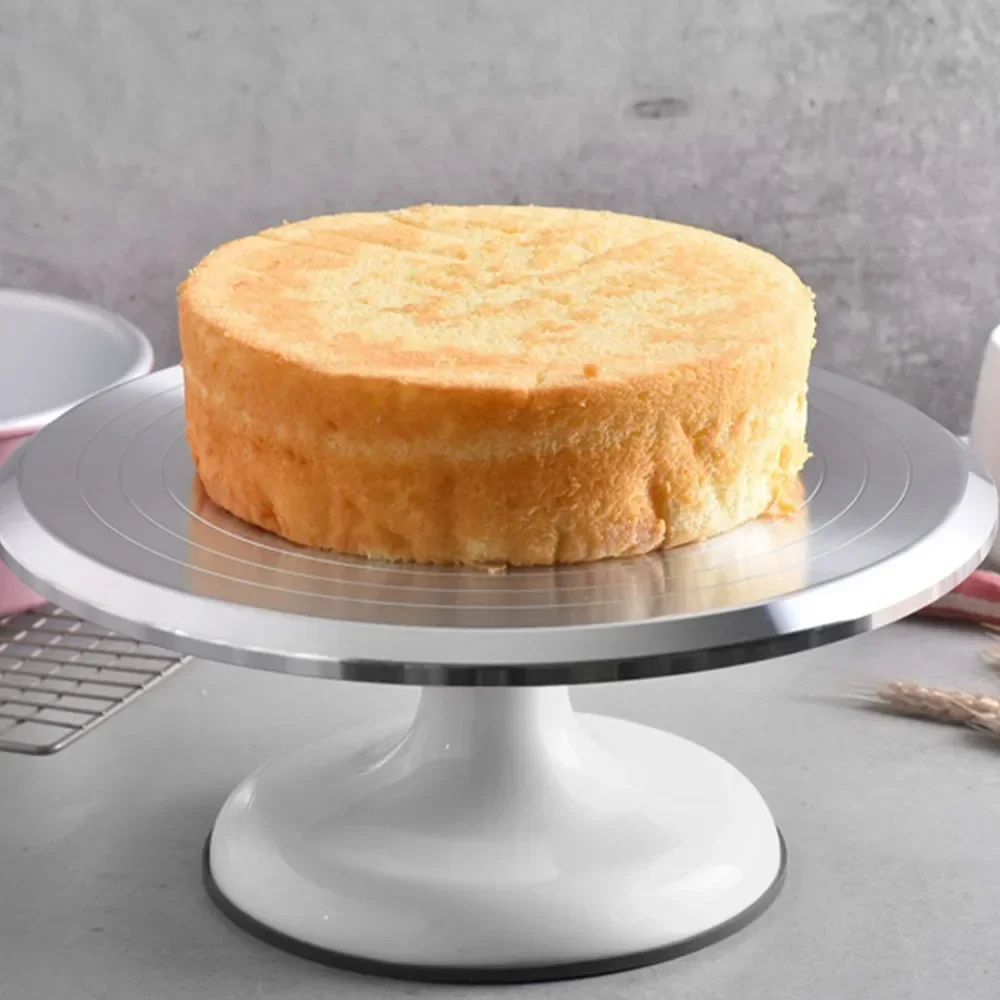 

10 Inch Revolving Cake Decorating Stand Professional Aluminum Alloy Cake Turntable for Home Cake Decorating Supplies White