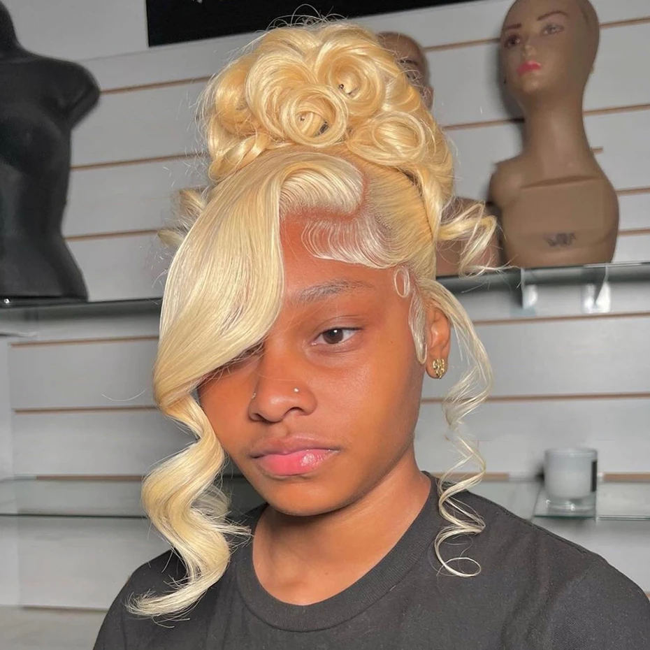 250% 300% High Density Bone Straight 13x4 13x6 HD Transparent Lace Front Human Hair Wigs For Women 613 Honey Blonde 360 Full Lace Wig Pre Plucked With Baby Hair