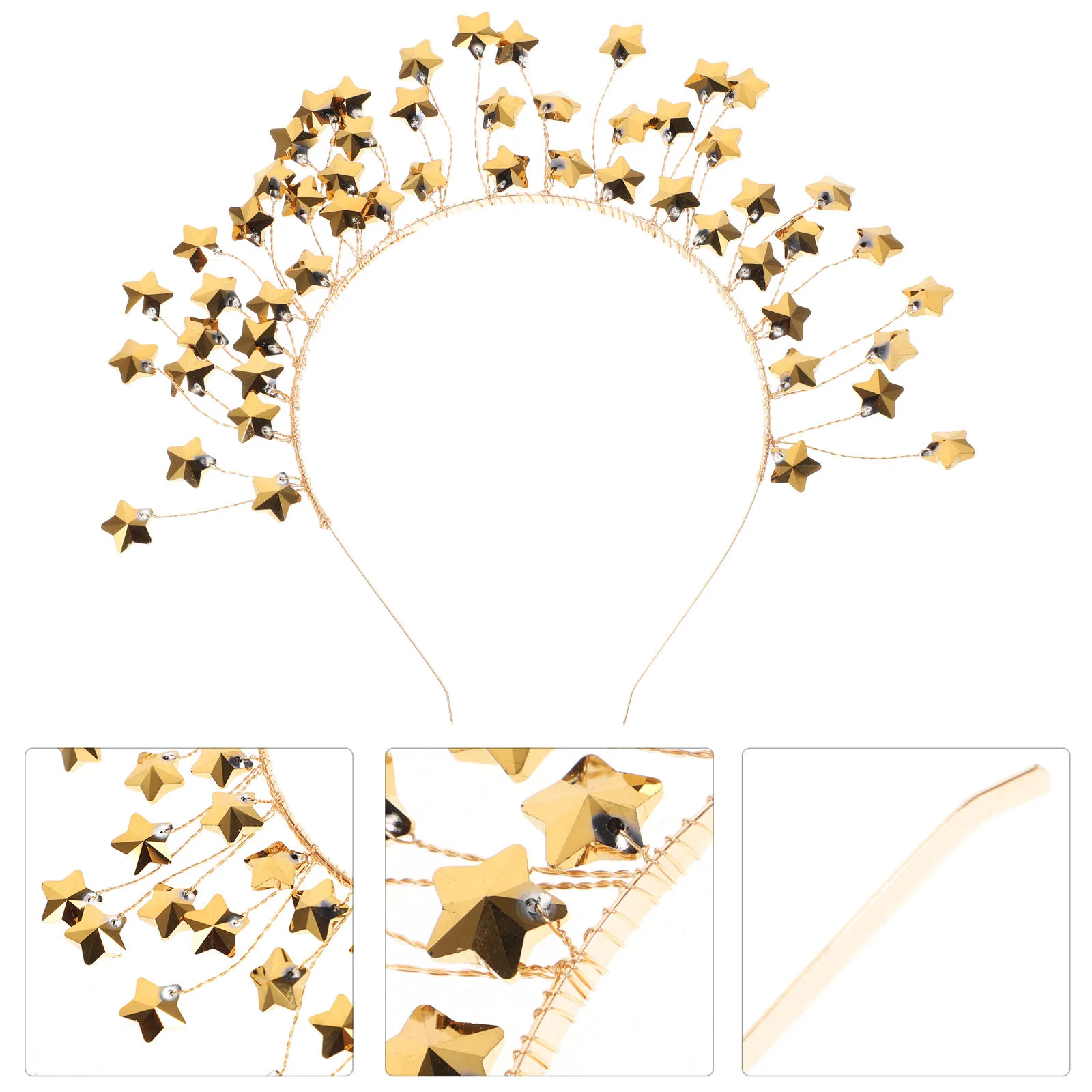 

Crown Headband Star Shape Headdress For Women Bride Wedding Party Hair Accessory Fashion Lightweight Durable Grip Hold