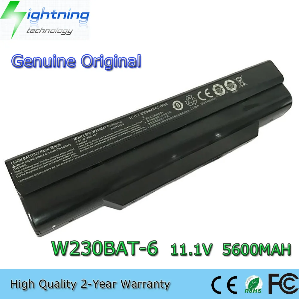 Brand New Genuine Original W230BAT-6 11.1V 5600mAh Laptop Battery for Clevo W230 W230ST Barebones Terrans Force X311