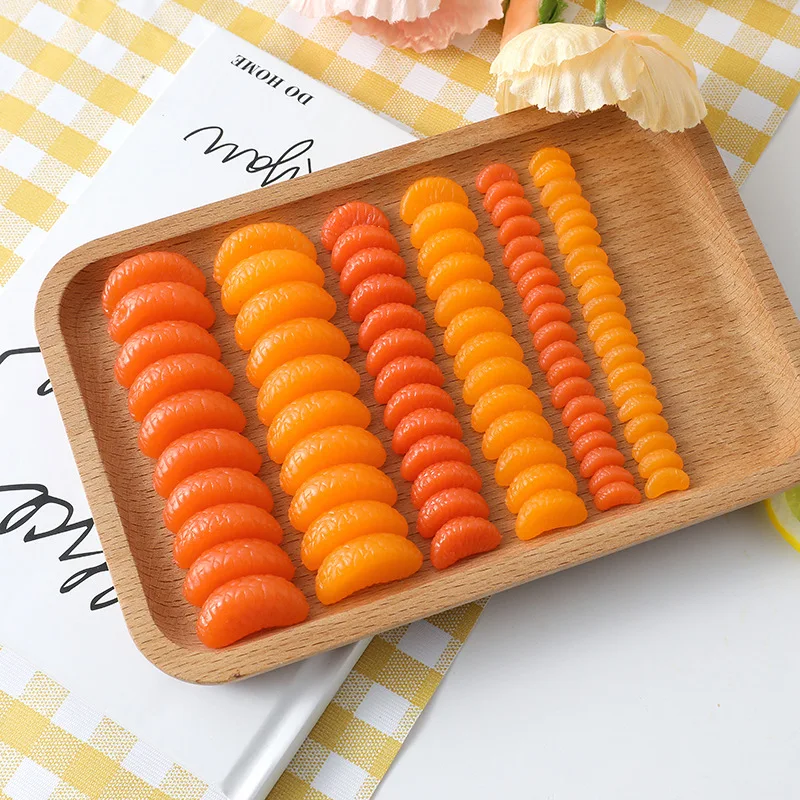 Simulation Orange Petals for DIY, Handmade Cake, Ice Cream, Fruit Accessories, PVC Pieces, Orange Meat, 50 PCs per Lot