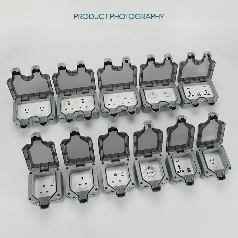 American 110v IP66 Waterproof Dual Socket with Switch, Universal Us Plug Outdoor Waterproof Charging Industrial Single Socket