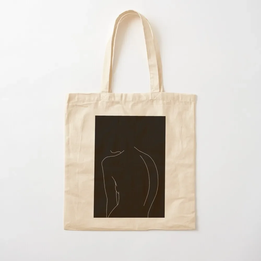 

Nude back line drawing illustration - Alex Black Tote Bag Shopper handbag bag for beach Women's shopping bag