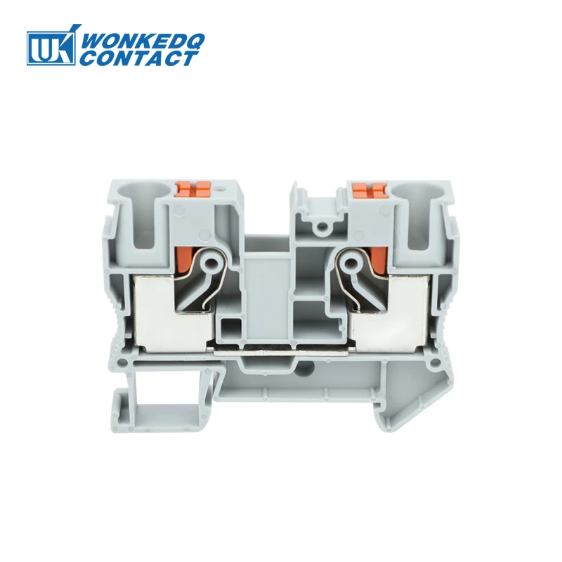 PT10 Push-in Terminal Block Din Rail Wire Electrical Connector 10mm² Spring Screwless Feed-Through Strip Plug PT-10