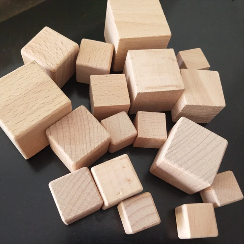 100 pezzi di legno quadrato, blocchi quadrati in legno cubico non finito per il conteggio della matematica gioco infantile artigianale