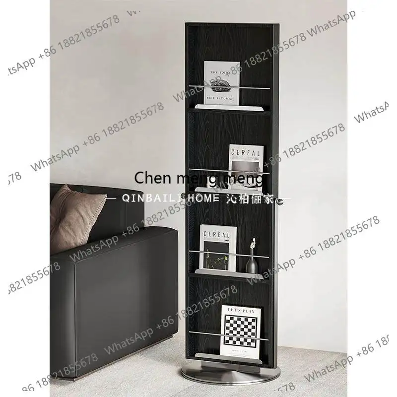 Medieval ins rotating dressing, fitting mirror full-body mirror solid wood magazine rack storage rack floor-to-ceiling bookshelf