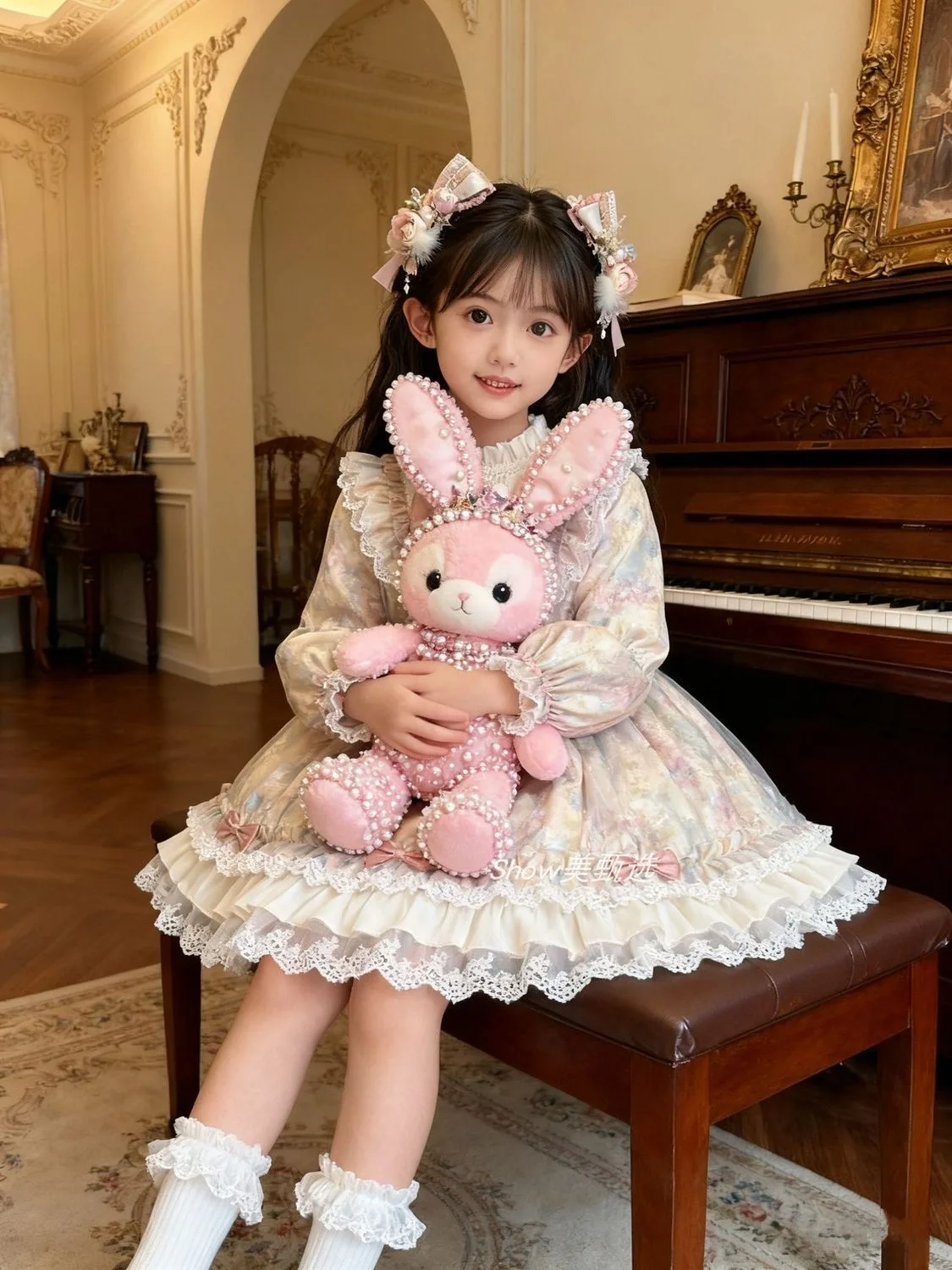 2025 Kids Spanish Dress Girls Blue Lace Bow Lolita Dress for Baby Luxury Birthday Party Embroidery Boutique Baptism Clothes 3-10