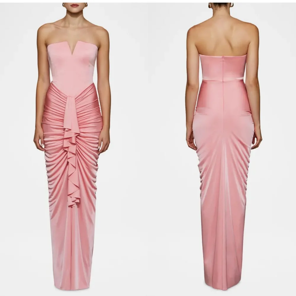 Customized Velour Pleat Ruched Sheath Sweetheart Long Dresses Bespoke Occasion Party Fashion High Quality