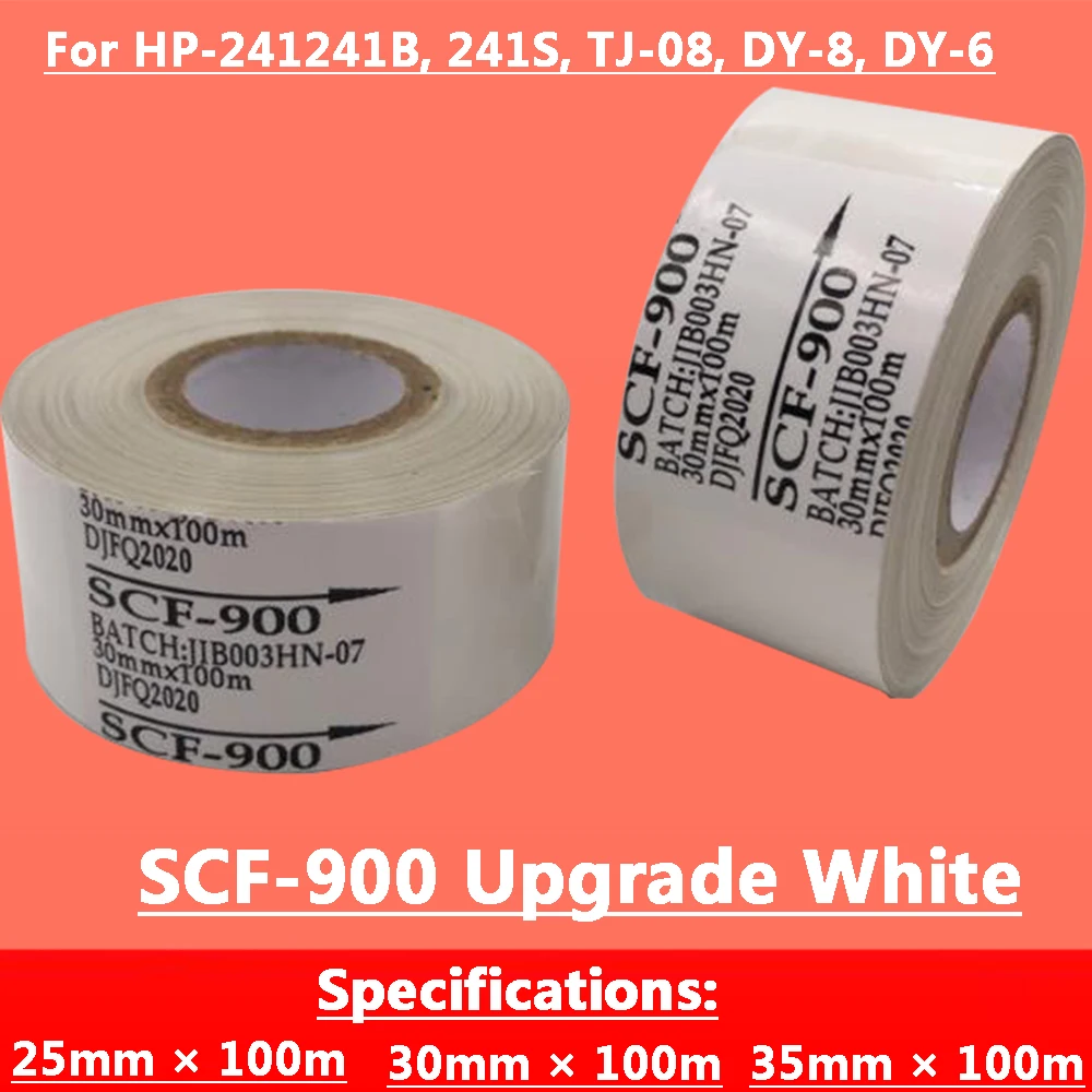 Heat transfer color band White Ink Ribbon SCF-900 25 30 35mm For labeling and coding machine HP-241, TJ-08, DY-8241S, 241B, DY-6