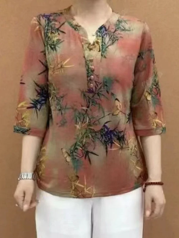 تي شيرت نسائي صيفي جديد بتصميم عصري فضفاض وطباعة أنيقة، قمة أنيقة تمنح إطلالة شابة، مصنوعة من مزيج البوليستر والحرير المريح. #2