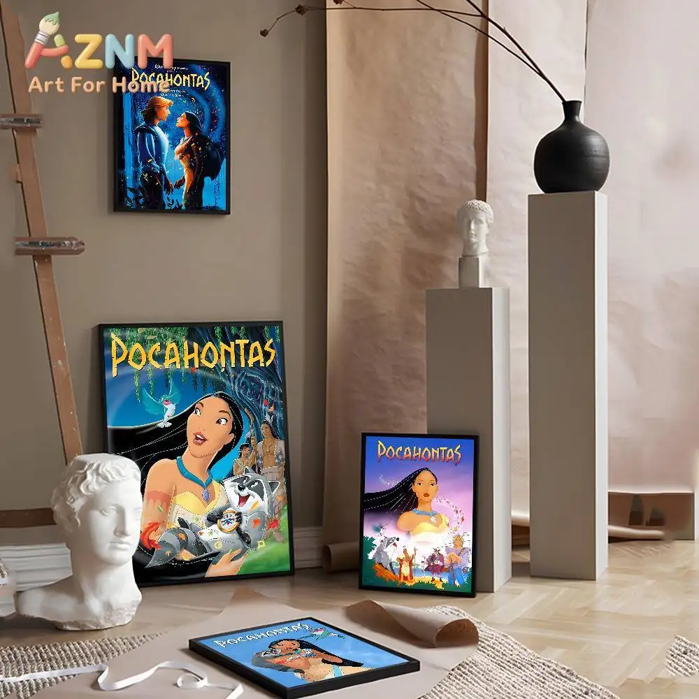 AZNM Disney Pocahontas, princesa nativa americana, lienzo sin marco, arte de pared para habitación de niños, guardería, decoración del hogar, pintura, imagen