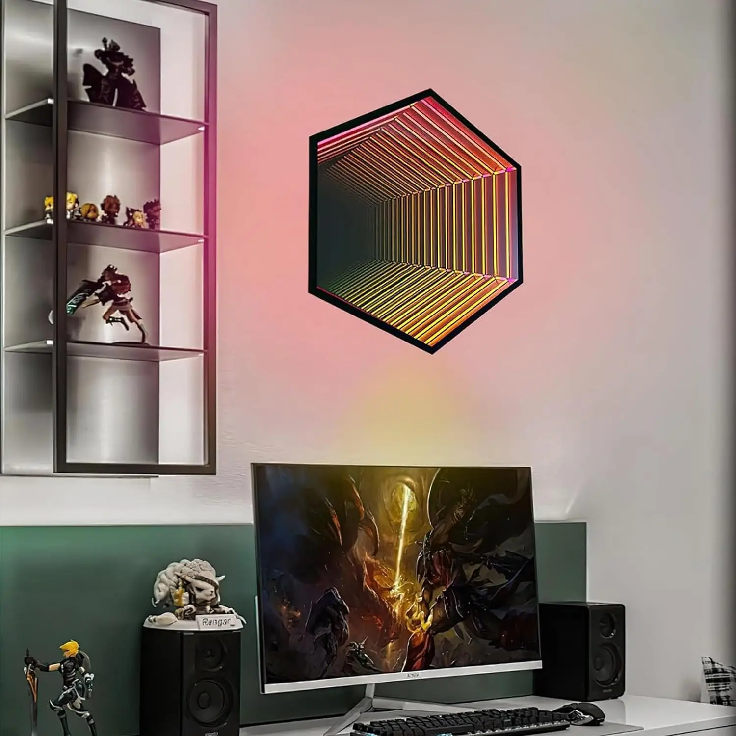 Infinity Mirror Lamp Hexagon LED 3D Tunnel Night Light Home Desk Party Decor
