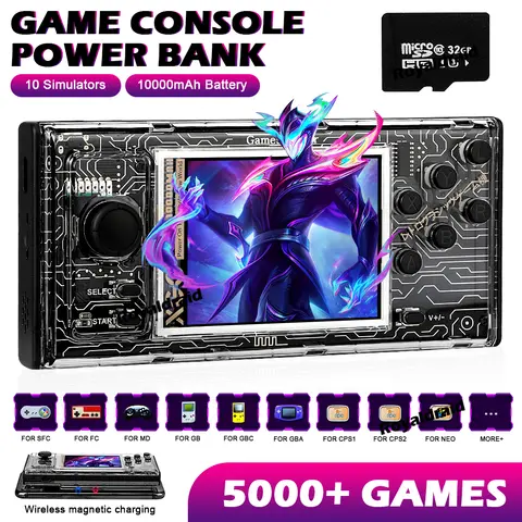 A10 Handhållen Spelkonsol med 5000+ Spel Snabbladdning 10000mAh Trådlös eller Typ-C Magnetisk Absorberande Powerbank 2IN1 10 best sales Powerbank-spel - №8