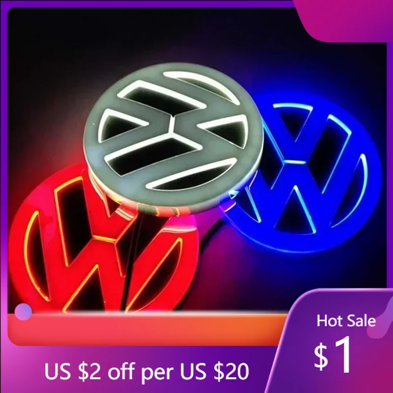 

Горячая новинка 2026: Светодиодная эмблема-наклейка 11 см для передней и задней части автомобиля Volkswagen (VW Polo, Golf, Jetta, Beetle, CC, Tiguan, Touran, Passat, MK)