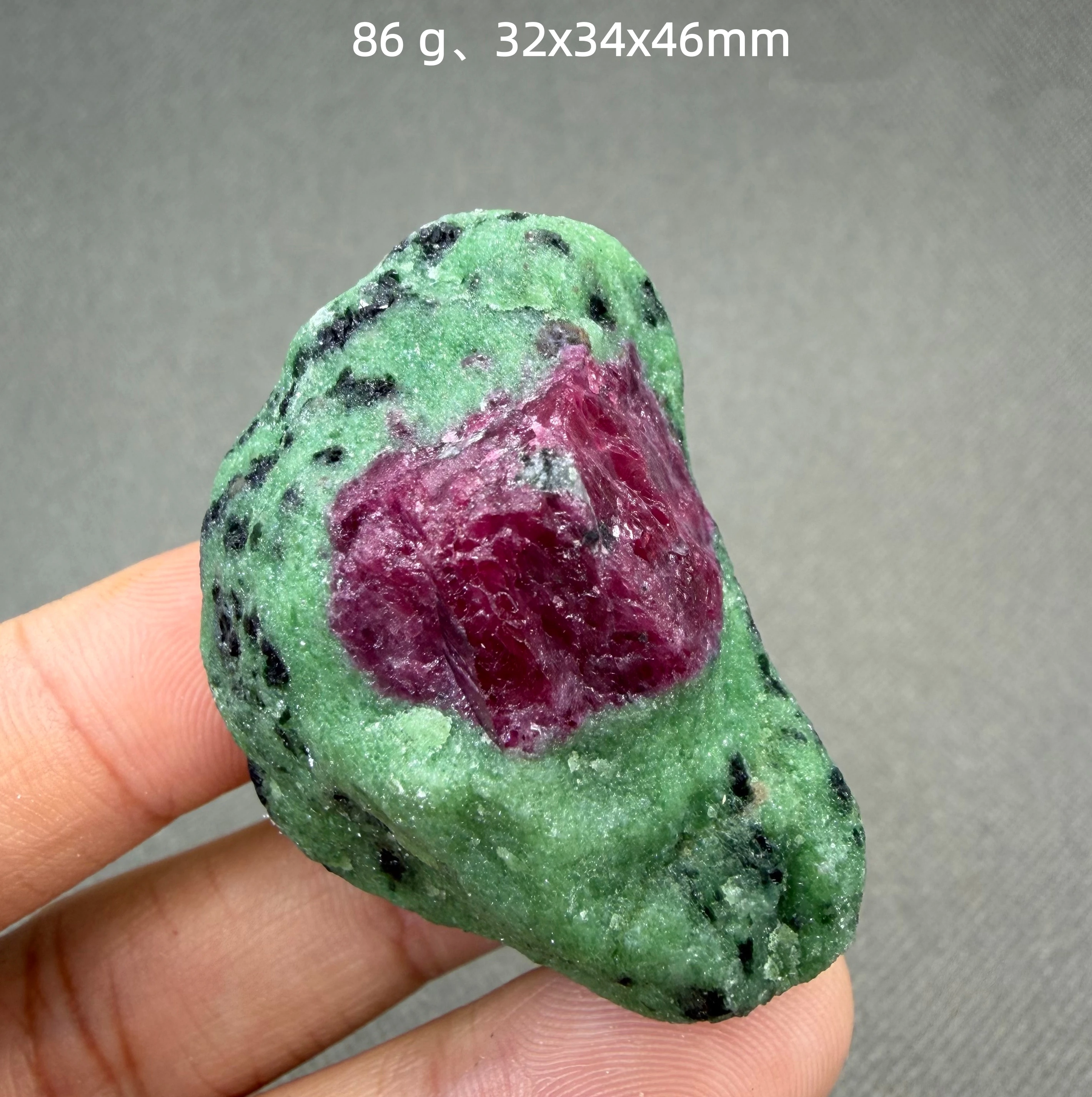 Rubí Fluorescente Natural de Myanmar con Epidota, Espécimen Mineral + Cristales de Cuarzo Curativos y Piedras Preciosas