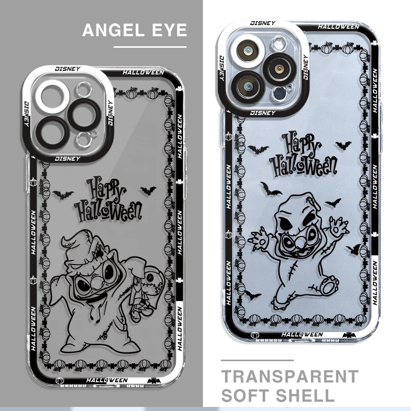 Disney Halloween Stitch Cosplay Clear Phone Case for Apple iPhone 16 15 pro max 14 13 12 Mini 11 XS XR X 7 8 plus Soft Cover