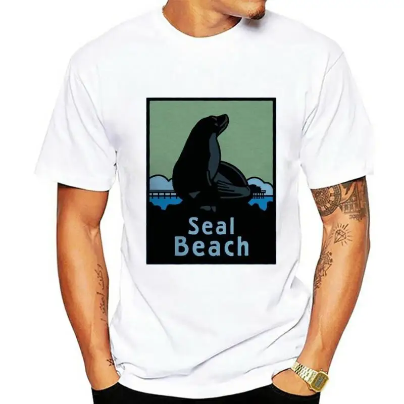 Vintage Postcard Seal Beach California Retro Super Soft T shirt