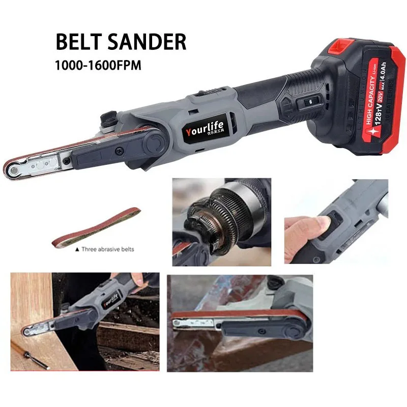 

Lithium Battery Sandbelt Machine Handheld Polishing Grinding Machine Carpentry DIY Mini Mould Electric File Sanding Machine