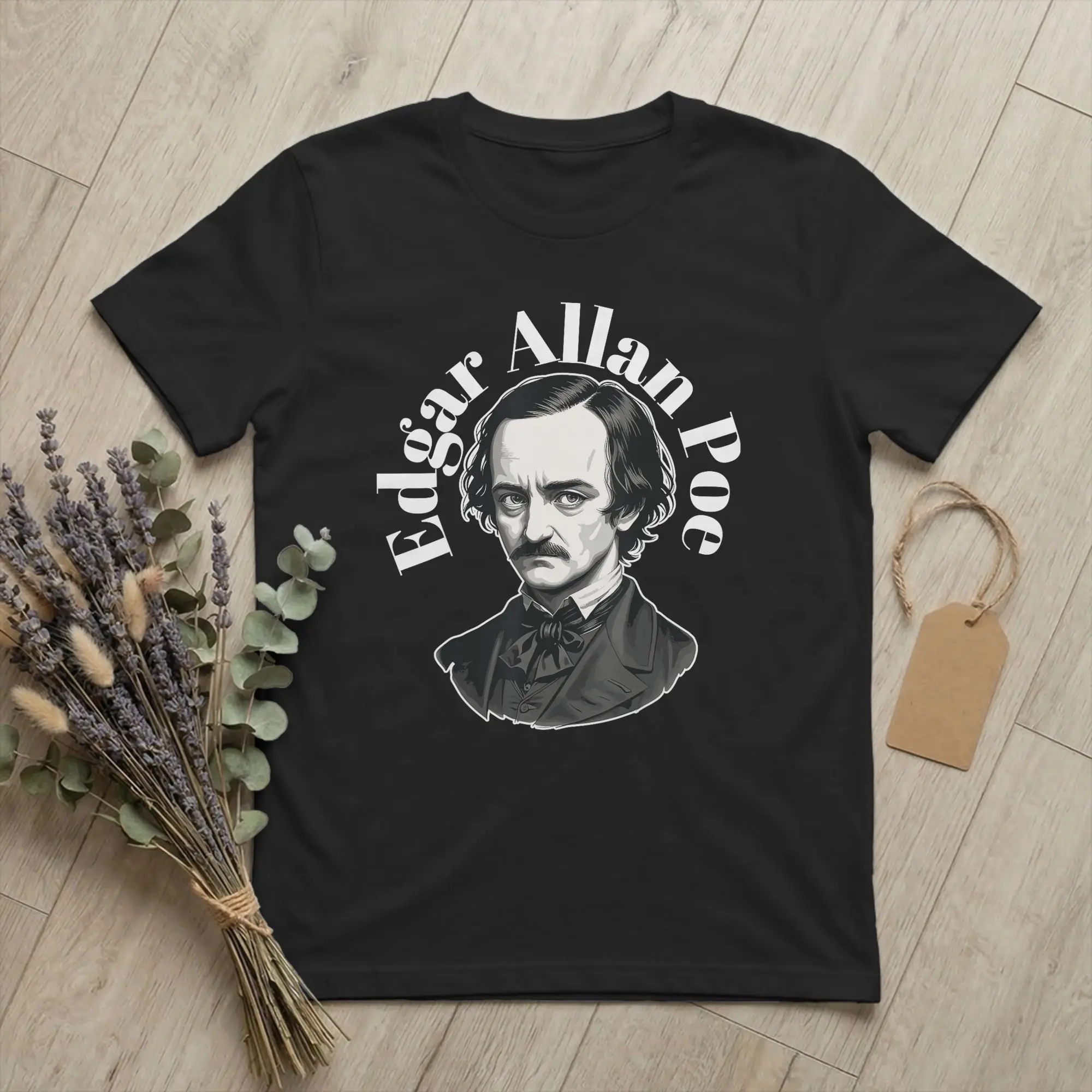 Edgar Allan Poe Portrait T-Shirts Men Classic Poet Funny Cotton Tee Shirt Crewneck Short Sleeve T Shirt Classic merchandise