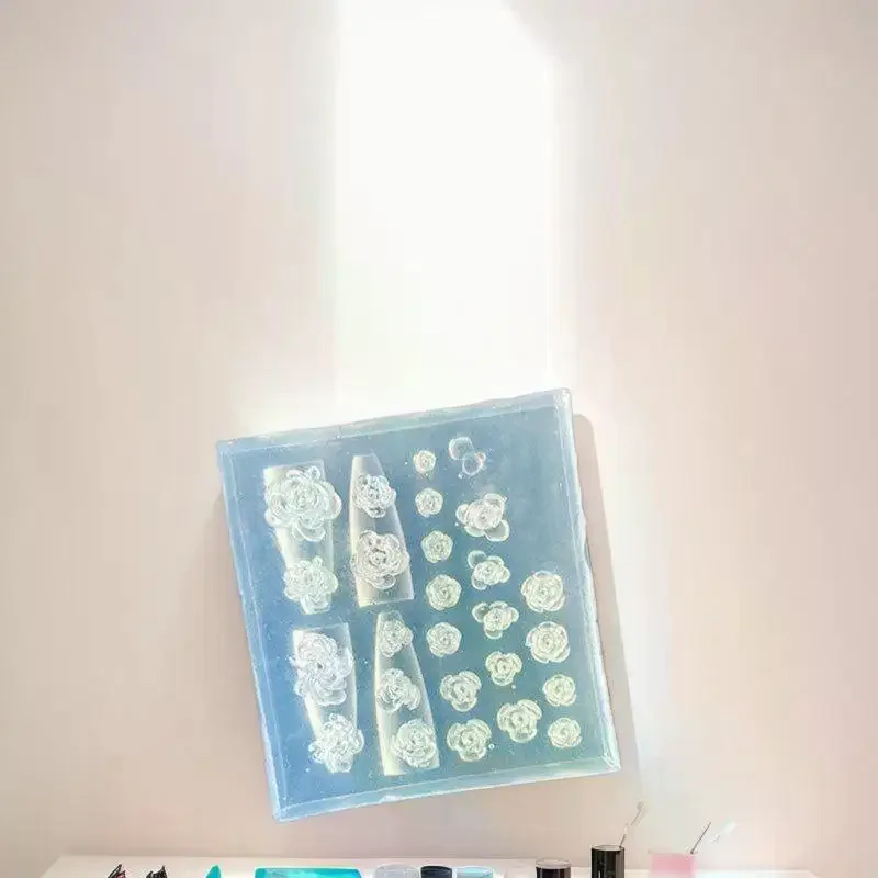 3DフラワーシリコンネイルモールドスイートボウローズネイルテンプレートDIYネイルアートデコレーションスタンピングプレートマニキュアデザインツール