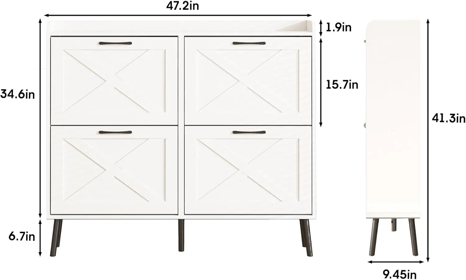 NEW Large Shoe Cabinet with 4 Flip Drawers, Freestanding Shoe Cabinet Organizer with Metal Drawer Bracket, Shoes Storage