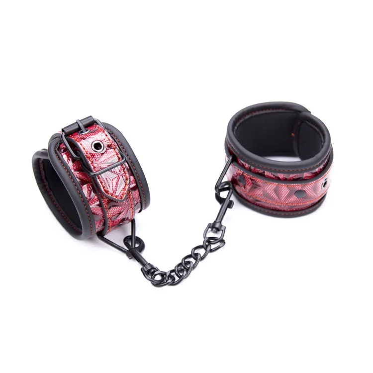 Metal Spreader Bar PU Leather Handcuffs Wrist Ankle Cuffs Open Legs Diamond Pattern Sex Toys BDSM Bondage Erotic Set Adult Game