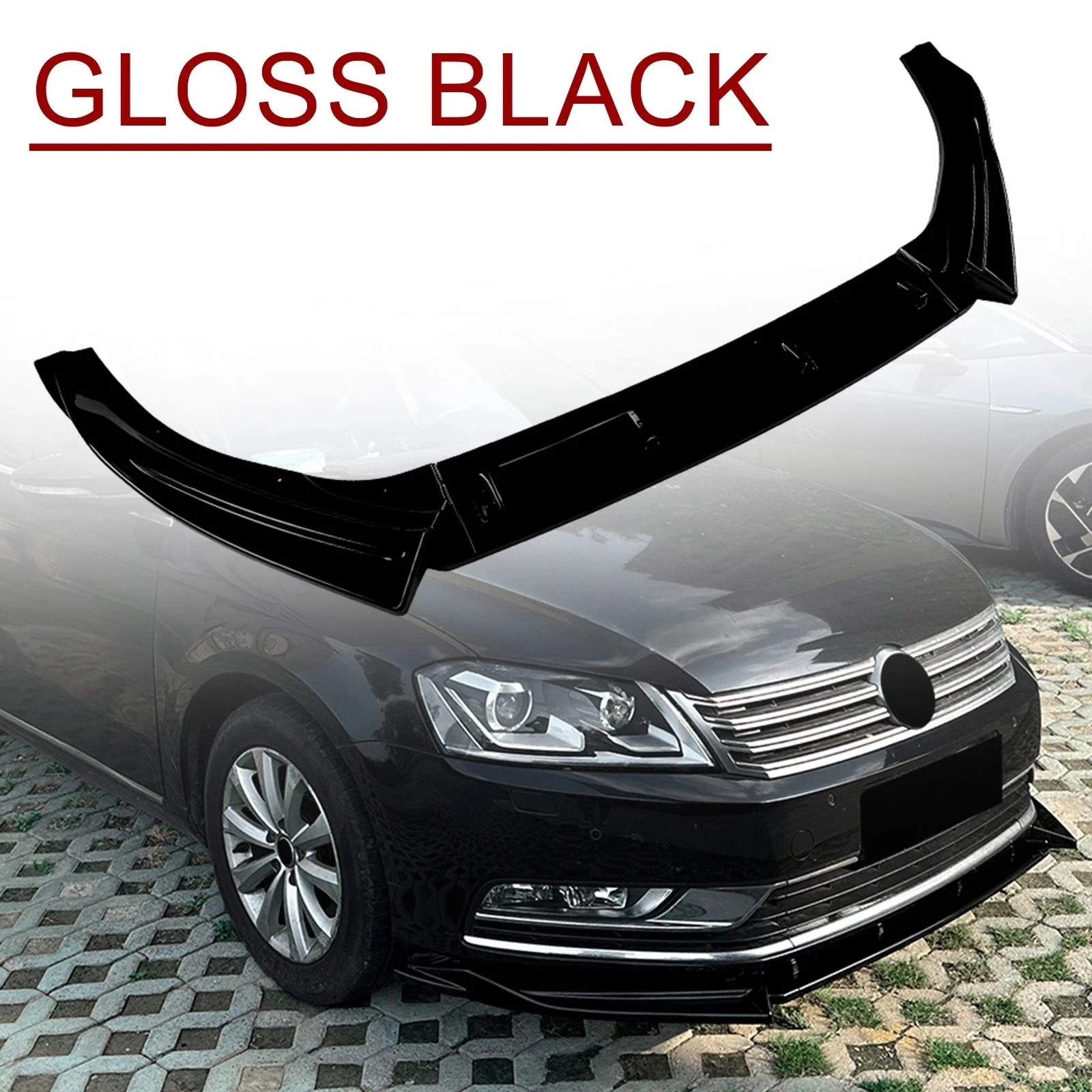 

For VW Passat B7 2011-2015 Standard Version Glossy Black Car Diffuser Splitter Body Kit ABS Front Bumper Lip Spoiler