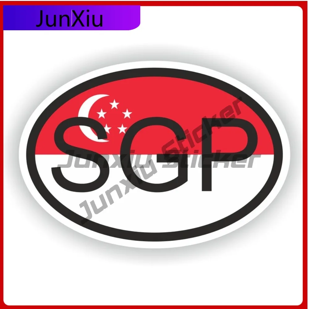

Singapore Oval Country Code Sgp Flag National Emblem With White Border Vinyl Decals Scratch Cover Auto Sticker Motorcycle Decora