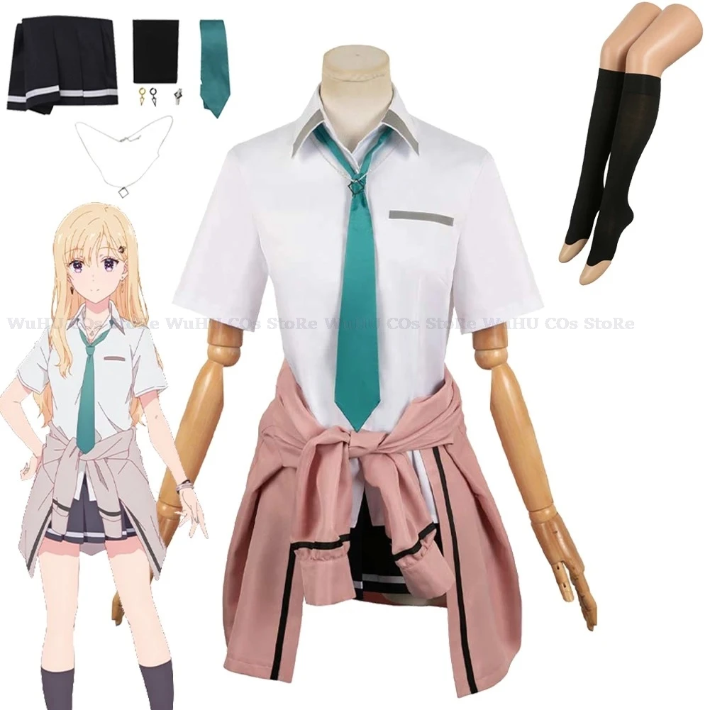 

Anime Gimai Seikatsu Days with My Step Sister Saki Ayase Cosplay Costume Wig JK Uniform Skirt Earrings Stockings Halloween Suit