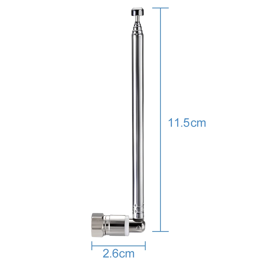 Superbat UNBAL F Type Male Connector DAB DAB+ FM AM TV Antenna 6 Section Telescopic Aerial for Home Audio Radio Stereo Receiver