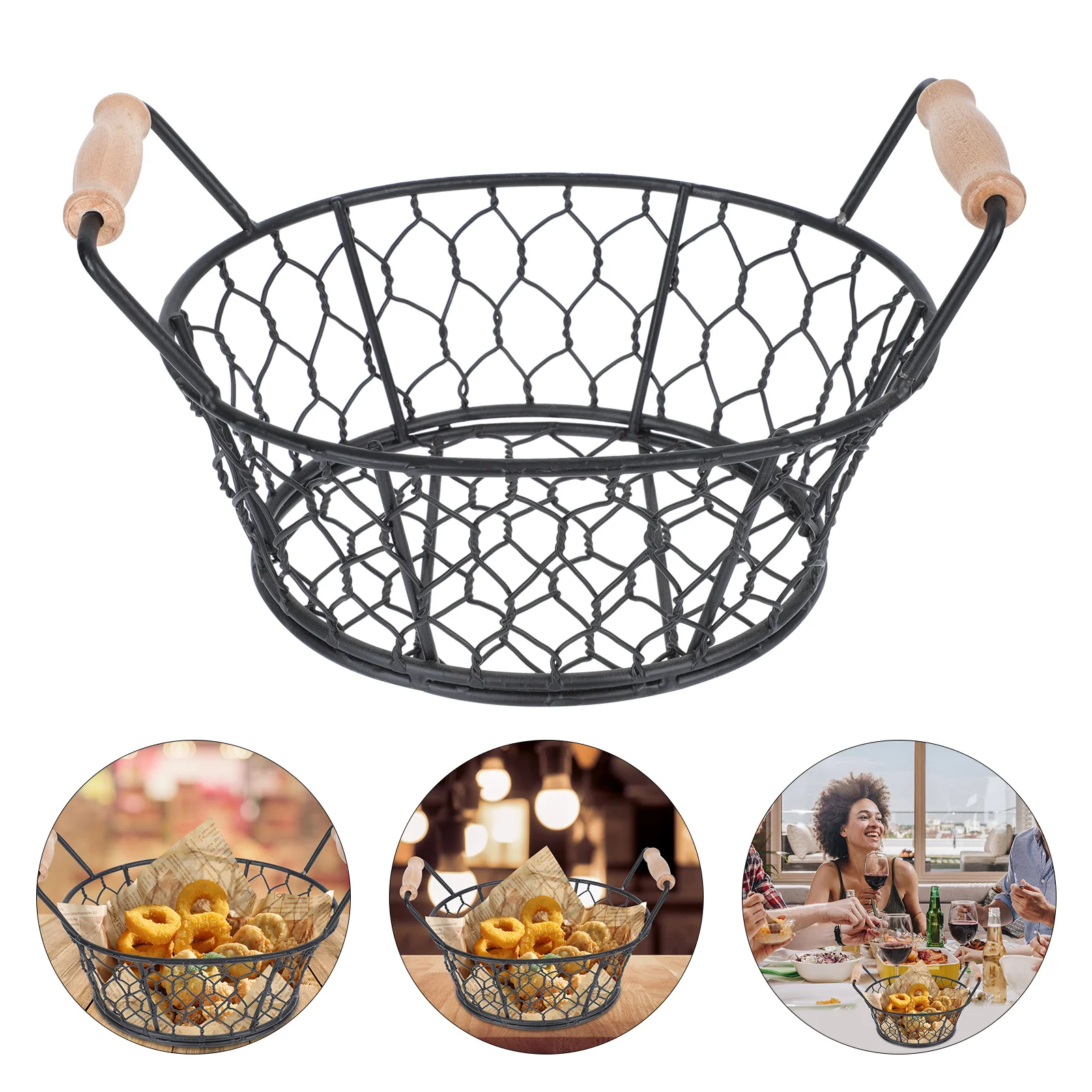 

1Pcs Cooking Snacks Basket Multipurpose Food Holder for Frying Boiling Draining Noodles Restaurant Grade Kitchen