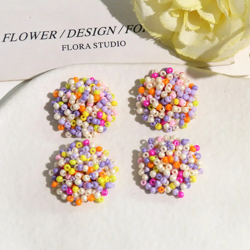 Shoe Charms 1Pc Multifunctional Colorful Seed Bead Flower Hair Clip Dopamine for Clogs Jelly Shoes Korean Cute Shoe Decor